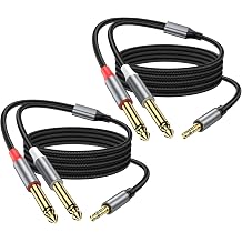 2 Pack 1/8" to 1/4" Stereo Cable 3.3FT, 1/8 Inch TRS Stereo to Dual 1/4 inch TS Mono Y Splitter Cable for Smartphone, Mixer,PC, CD Player, Speakers and Home Stereo System