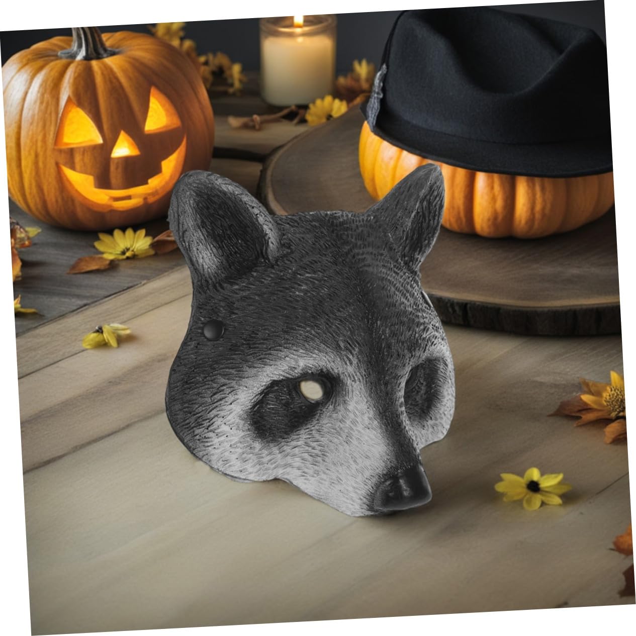 Healvian 2 Pezzi Maschere Animali Faccia in Schiuma PU Maschere Costume Procione Realistiche per Halloween Cosplay e Feste Leggere e Regolabili per Adulti e Adolescenti