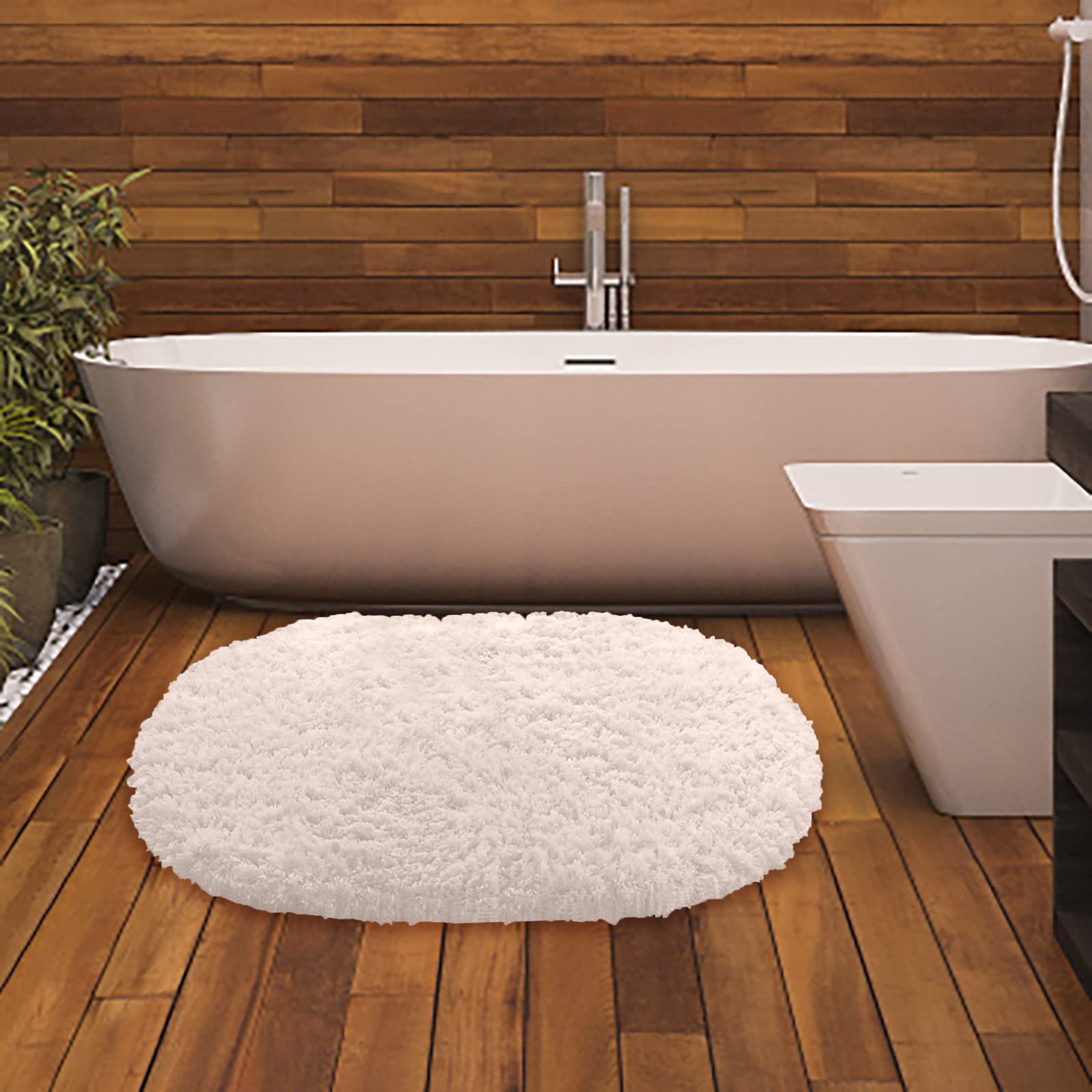 Bathroom Rug 27x18 Inch Extra Soft Shaggy Thick Microfiber Washable Non-Slip Absorbent Bath Rugs Quick Dry Machine Wash