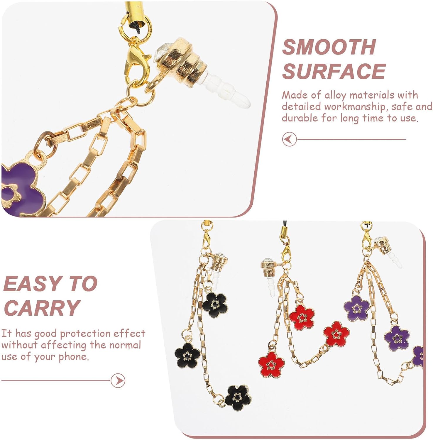 Flower Alloy Earphone 4pcs Dust Port Plug Charm for Mobile Devices image 3