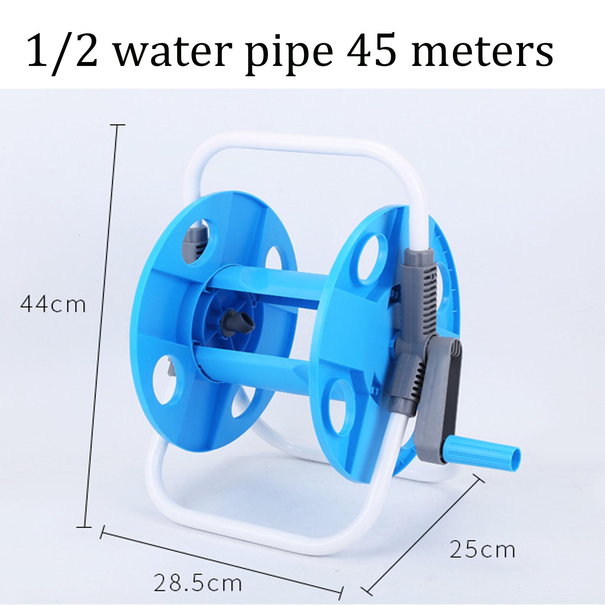 Bobina de Manguera 1/2" 45m, Carrete Portamanguera de Agua, Diseño Compacto, Manivela Manual Recogida Rápida, Previene que la Manguera se Doble, Fácil de Transportar y Almacenar