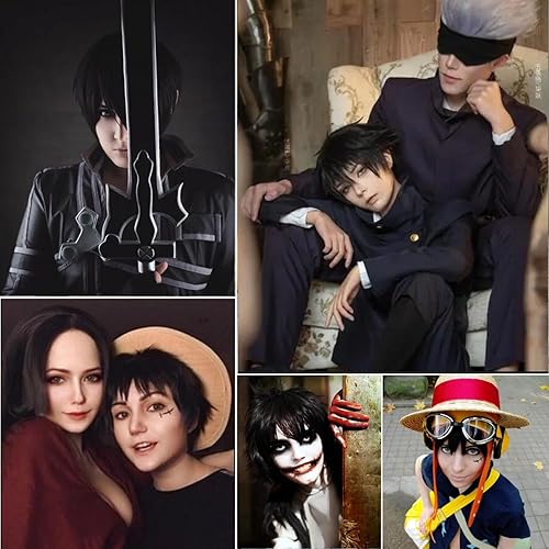 Miniatura 6 de COSPLAZA Pelucas de cosplay de pelo corto para fiesta color negro juegos masculinos películas de anime pelucas sintéticas