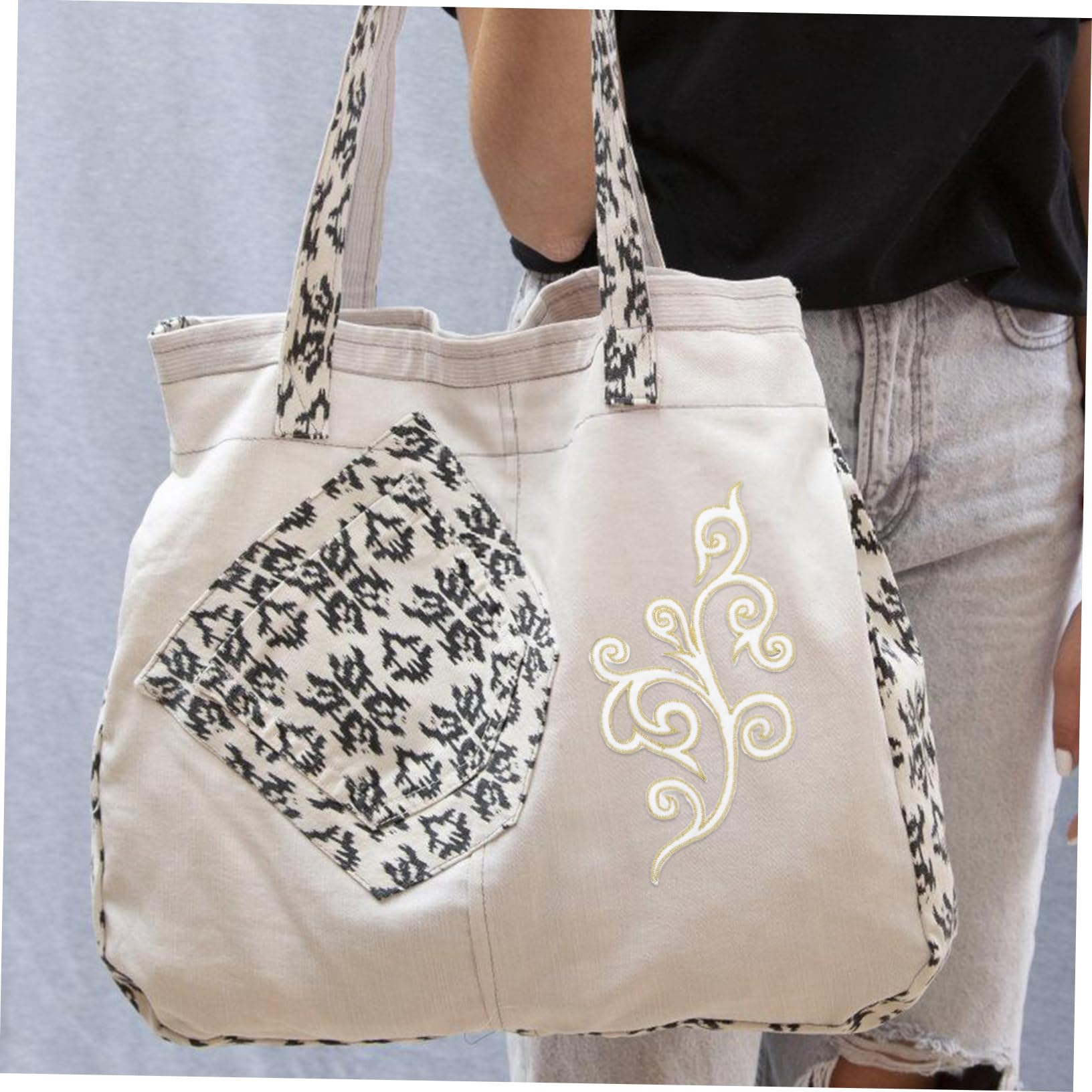 Kleiderapplikationen, Gestickte Blumen-Stoffaufnäher(White)
