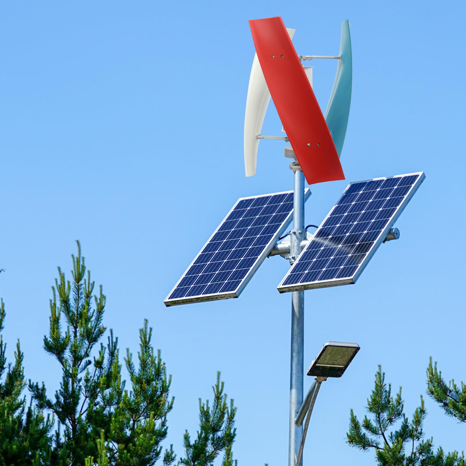 Windgenerator 100W 24V, Vertikale Windturbine mit 4 Rotorblättern & Hilfswindrad, leiser Windrad Stromerzeugung für Zuhause Boot Wohnmobil, IP67 Wasserdicht