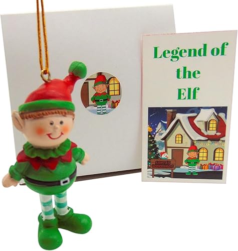 Miniatura 2 de Adorno de leyenda del elfo de poliresina para árbol de Navidad con tarjeta de historia en caja de regalo