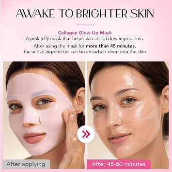 Bio Collagen Face Mask Overnight: Collagen Glow up Mask for Deep Hydration Firming & Smoothing Skincare - Achieve Glass Skin with Elasticity & Collagen Boost Refining - For All Skin Types (4 Masks)