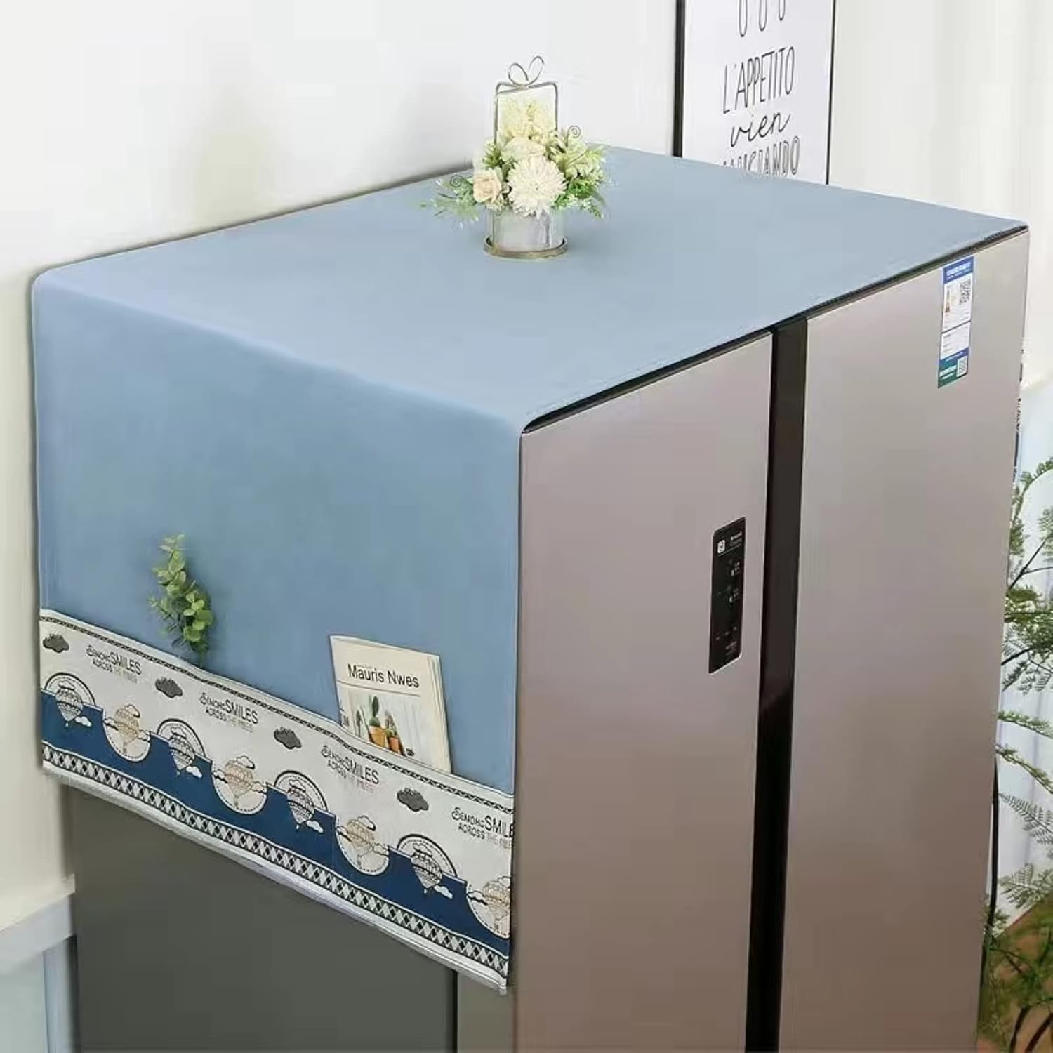 Washing Machine Top Cover with Storage Pockets Refrigerator