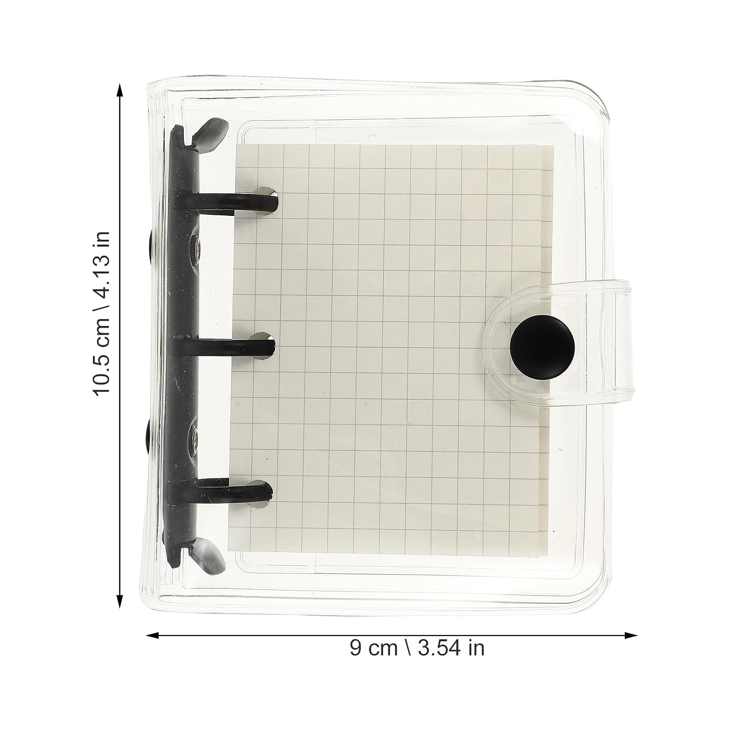 HOOTNEE Mini Spiral Coil Notebook with Black Pvc Cover, 50-page Grid Refill, and Pvc Loose-leaf Pocket, Portable Memo Pad for Office and School Use