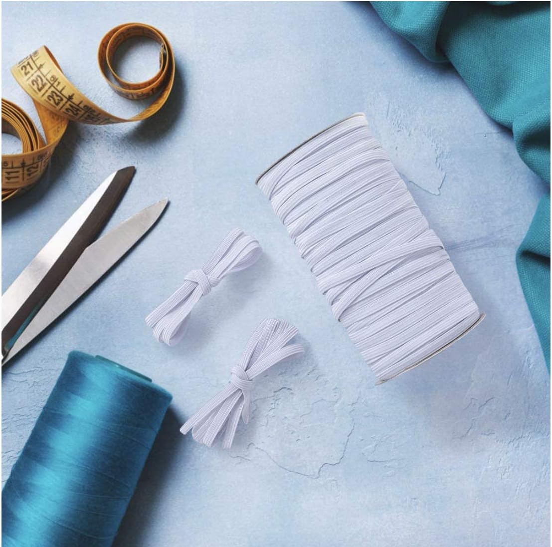 Elastic Bands for Sewing 1/4 inch Width 100-Yards Length Premium Quality White Heavy Stretch Knit Elastic Band, Elastic Cord, Elastic Rope, DIY, Arts and Crafts