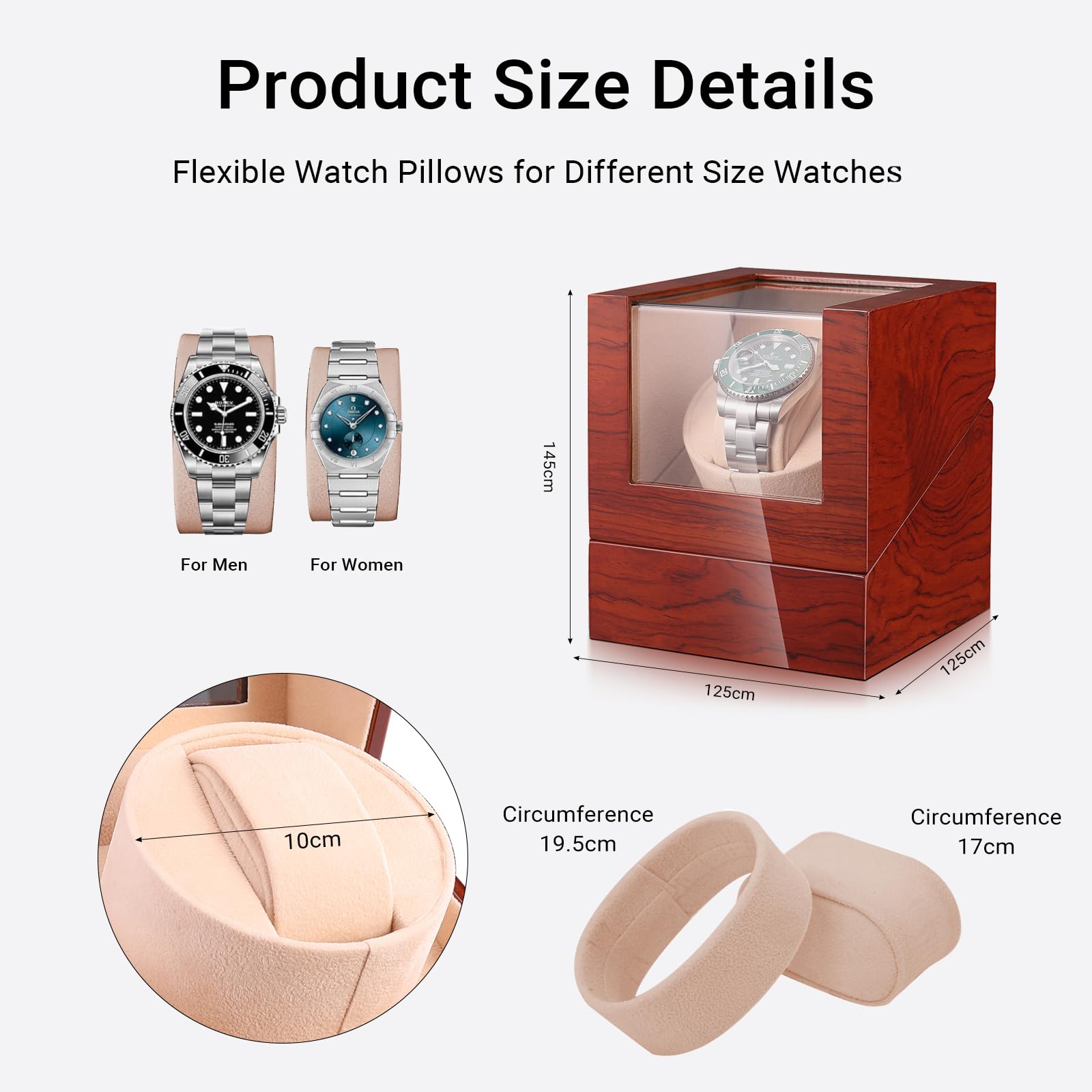 Lian Remontoir automatique pour montre avec moteur silencieux Mabuchi en verre acrylique anti-éraflures, alimenté par piles ou adaptateur secteur