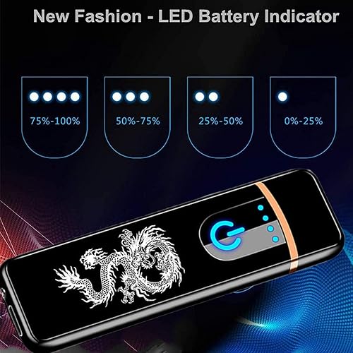 Miniatura 10 de Encendedor electrónico, encendedor recargable por USB, mini pantalla táctil creativa, pantalla LED, resistente al viento, encendedor sin llama con