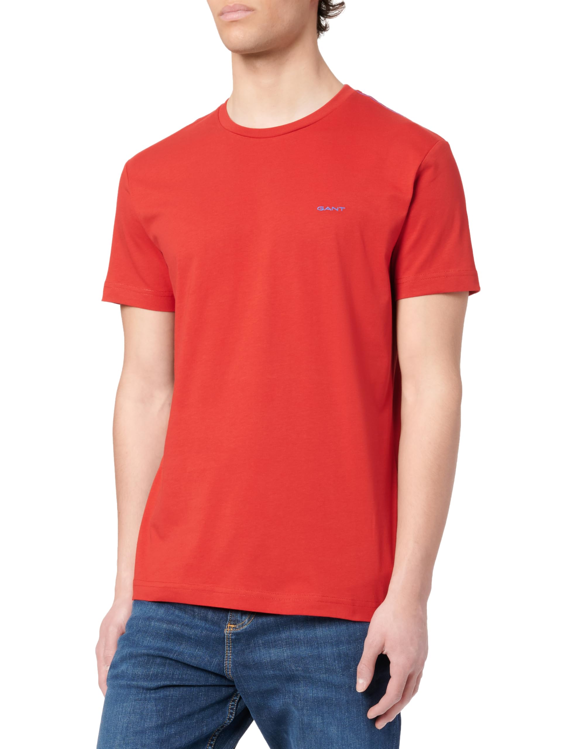 GANT Herren Contrast Logo SS T-Shirt, Ruby RED, S