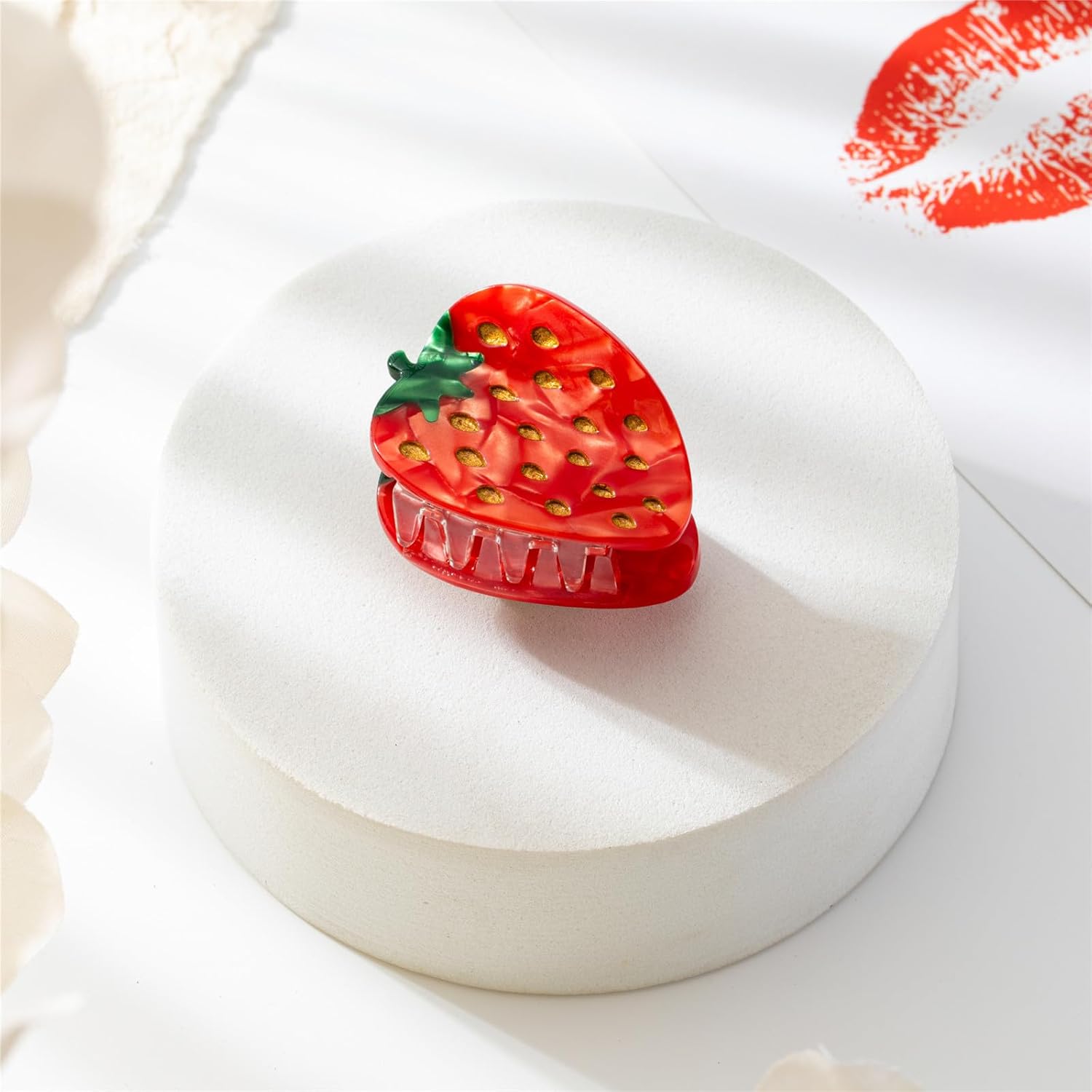 Fruit Strawberry Shaped Hair Claw Clip small Hair claw clips for Girls Strong Hold Hair Jaw Barrettes Hairpins Hair Ponytail Holder Decor Accessories for Women Thin Curly Fine Hair - Image 2