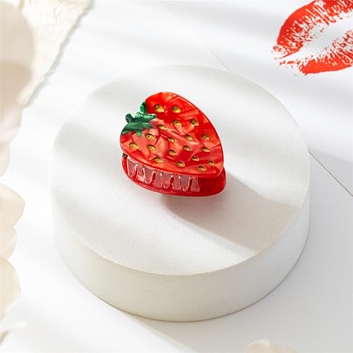 Miniatura 2 de Pinza para el cabello con forma de fresa y fruta, pinzas pequeñas para el cabello para niñas, pinzas de sujeción fuerte, horquillas para el cabello,