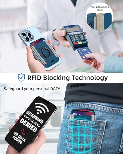 Miniatura 6 de Magsafe Wallet, cartera magnética más fuerte, para iPhone Wallet Magsafe con agarre de anillo, cartera magnética para iPhone serie 15141312, cuero