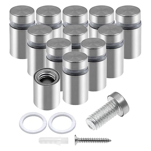 Luomorgo 12 Pcs 1/2" x 0.78" Stainless Steel Standoff Screws, Wall Sign Standoff Mounting Hardware Advertising Glass Standoff Nail for Hanging Acrylic Picture Frame, Silver