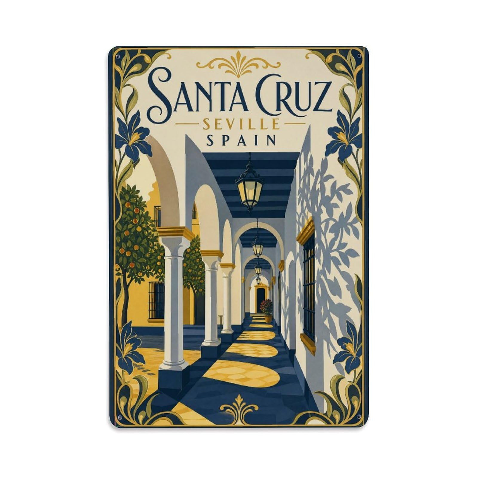Metal Tin Sign Santa Cruz Spain Vintage Travel