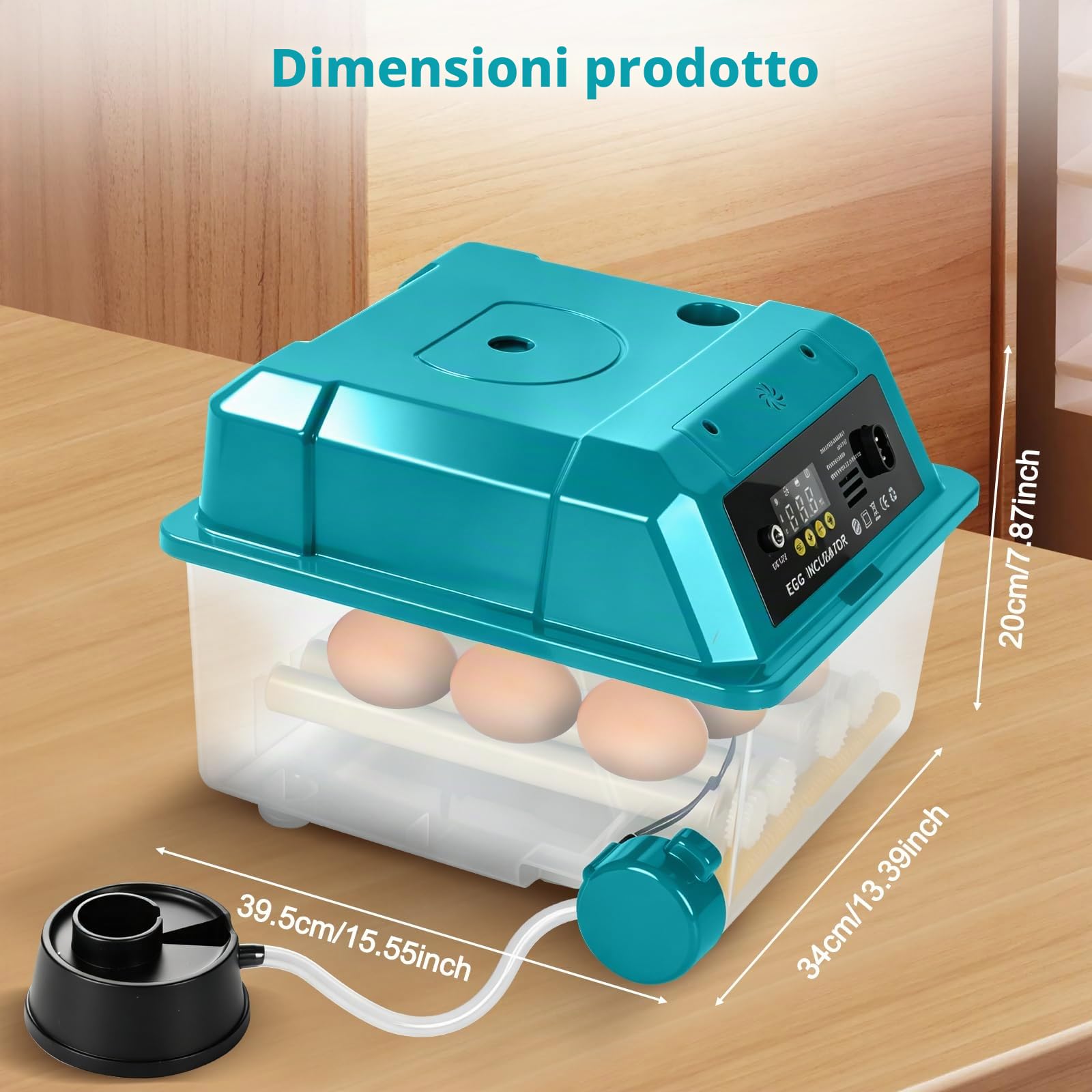 Incubatrice Automatica per 9 Uova, Macchina per Incubazione con Rotazione Automatica delle Uova, Controllo Umidità e Temperatura, 5 Modalità di Incubazione e Registrazione della Durata