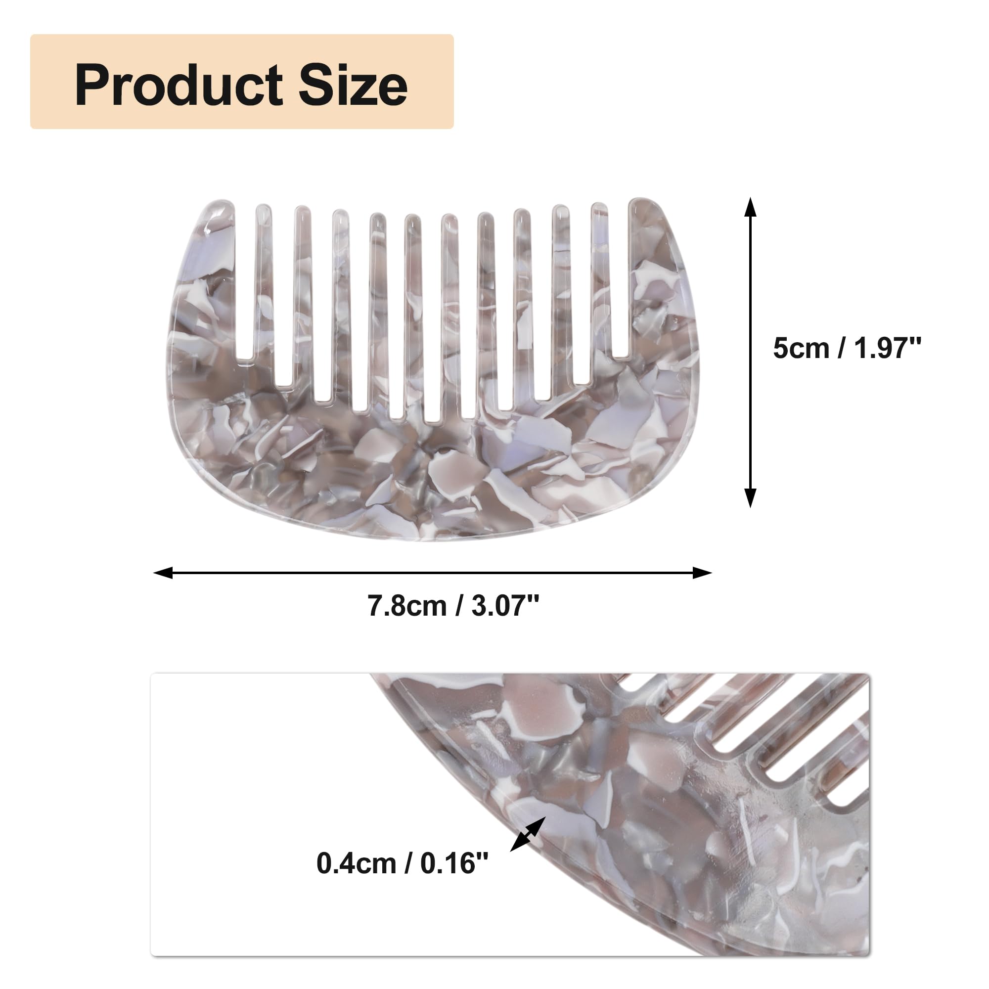 VOCOSTE Peine de dientes anchos, tamaño de bolsillo para cabello rizado, color gris plateado
