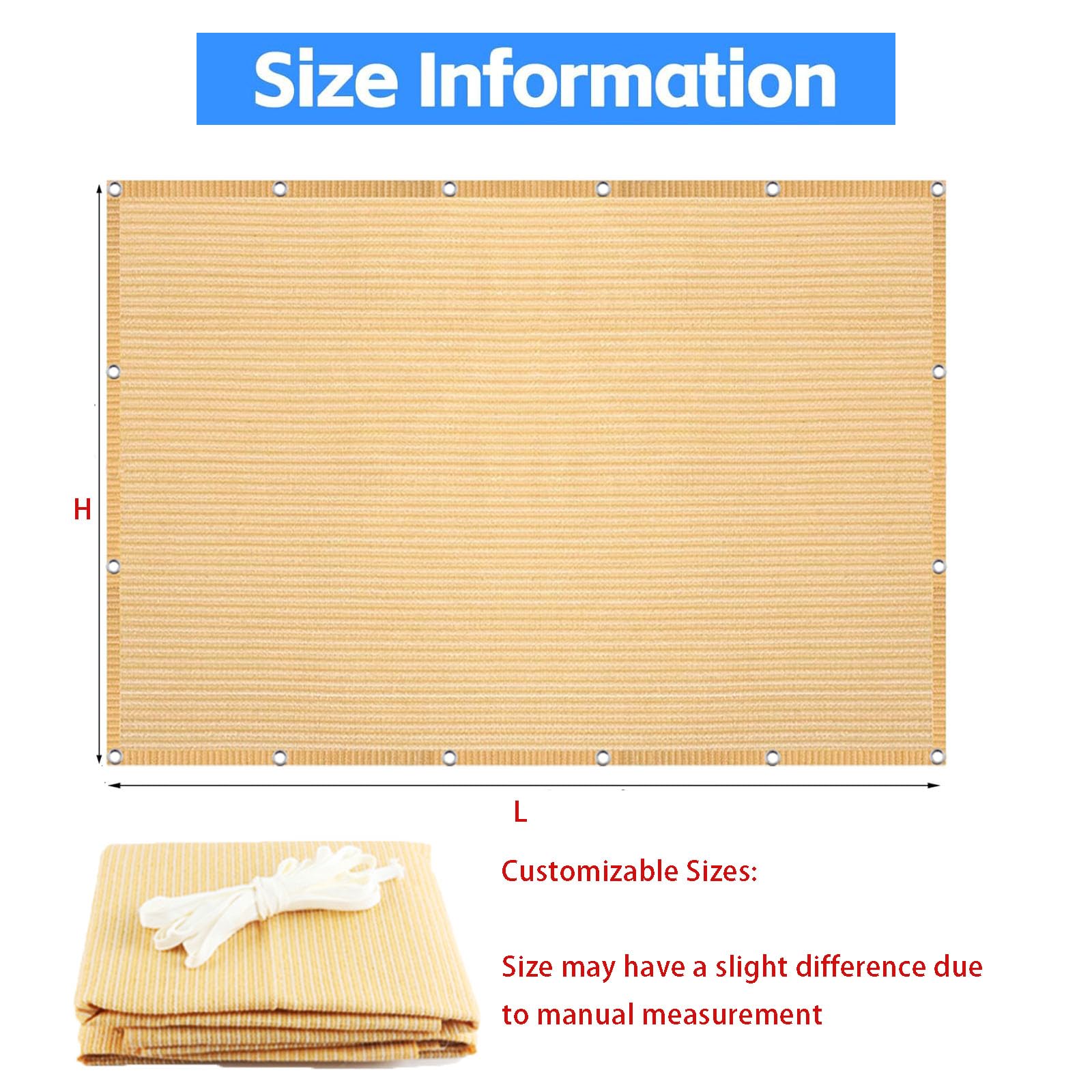 Schattierungsnetz mit Ösen 180 x 320 cm Uv-Schutz 95% Winddurchlässig Schattennetz, Beschattungsnetz mit Ösen für Außenbereich, Terrasse, Balkon, Garten, Creme Farben