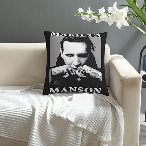 Miniatura 4 de MaryAPerez Funda de almohada decorativa de 18 x 18 pulgadas, diseño de Marilyn Singer Manson, para sofá, automóvil, dormitorio, decoración del hogar