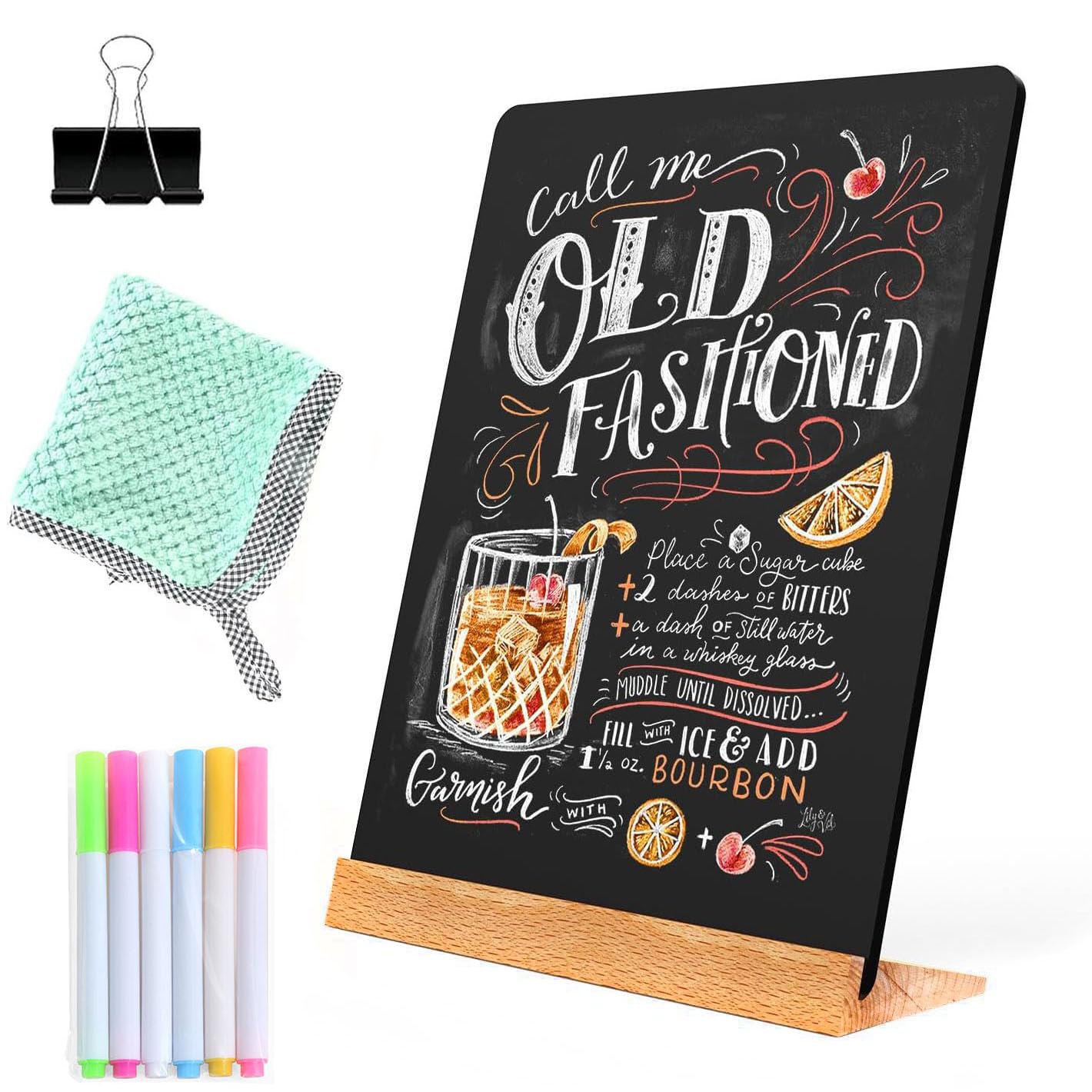 NEWNEWSHOW 8.7x12 Inch Tabletop Chalkboard with Wood Holder 1 Pack