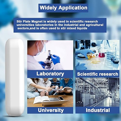 Miniatura 7 de ONiLAB 8 barras agitadoras magnéticas de 0.335 x 1.378 in, color blanco, barra de agitación magnética, juego de barra de agitación magnética de