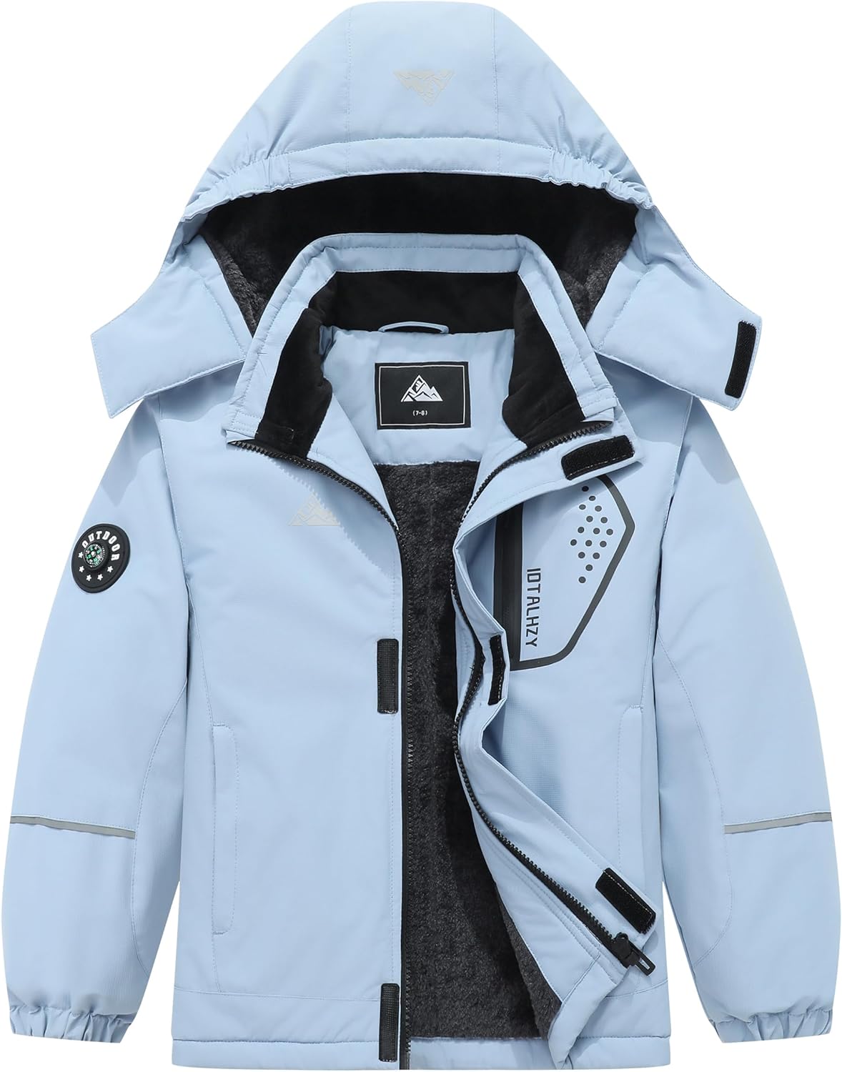 QUCOOM Boy's Winter Snow Coat Kids Warm Ski Jacket, Waterproof Fleece Snowboard Jackets Windproof Outdoor Hooded Raincoat