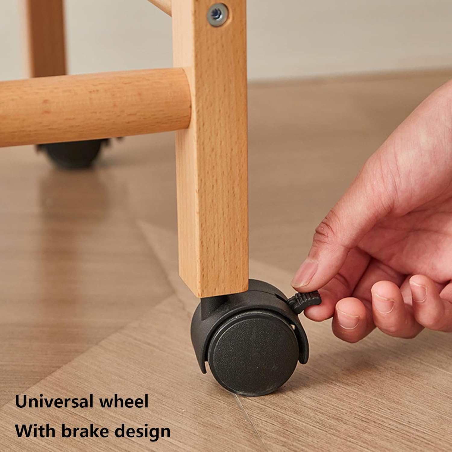 Trousers Hangers, Multi-Bar Solid Wood Pants Hanger Wrinkle Free Hangers for Trousers with Universal Wheels, Clothes Rail Heavy Duty for Pants Jeans Scarf Trousers,Wood,70CM 12 Trouser Hooks