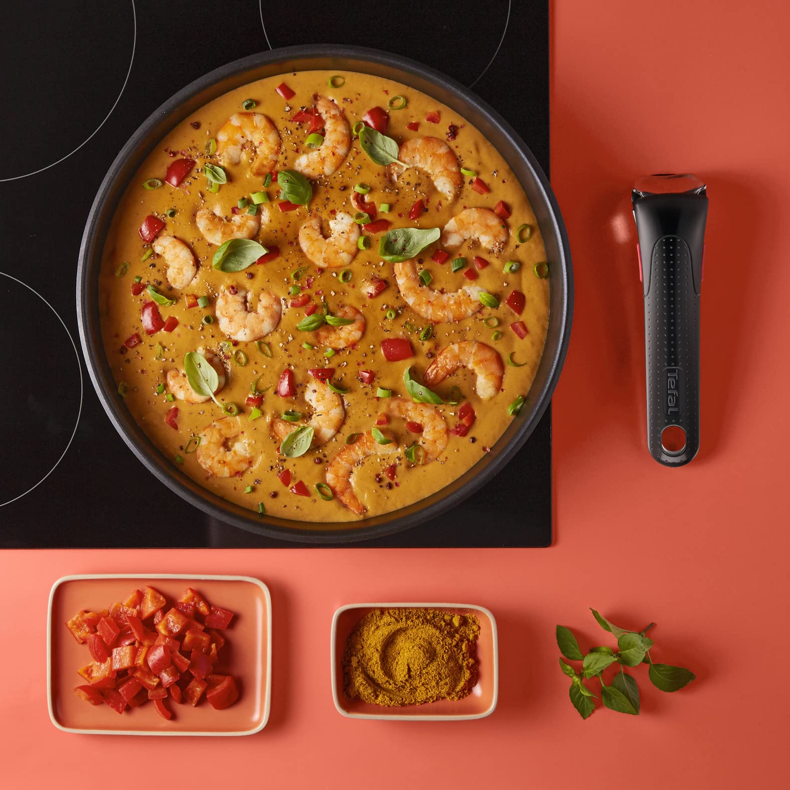 Tefal Emotion Ingenio - Set di 3 padelle ad induzione in acciaio inossidabile, misure 24/28 cm e un manico, colore argento