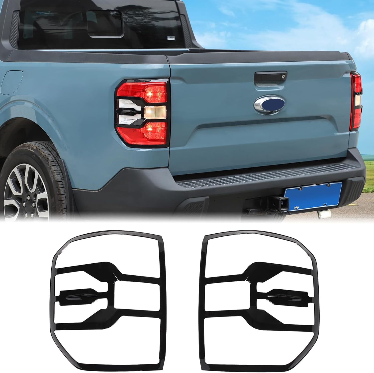 Aunginsy Tail Light Lamp Cover Compatible with Ford Maverick 2022-2024 Car Rear Taillight Lamp Guard Frame Bezels Tail Brake Light Trim Rear Headlight Decorative Cover Protection ABS Accessories