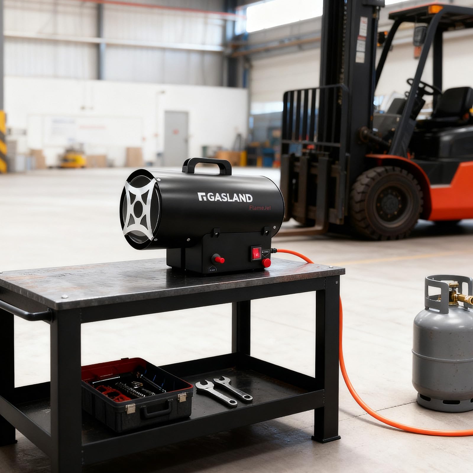 GASLAND FlameJet 15 kW Gas Heizstrahler mit 700 mbar Druckreduzierventil,Outdoor Gasheizgerät, Konvektionsheizung, Turbogebläse, Überhitzungsschutz