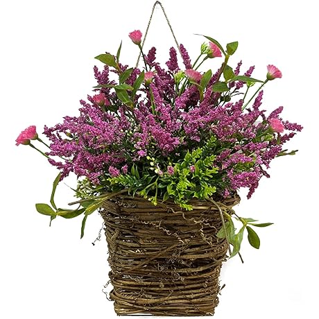 Spring Wreath Pink Berry Wildflower Door Hanger Basket Wreath