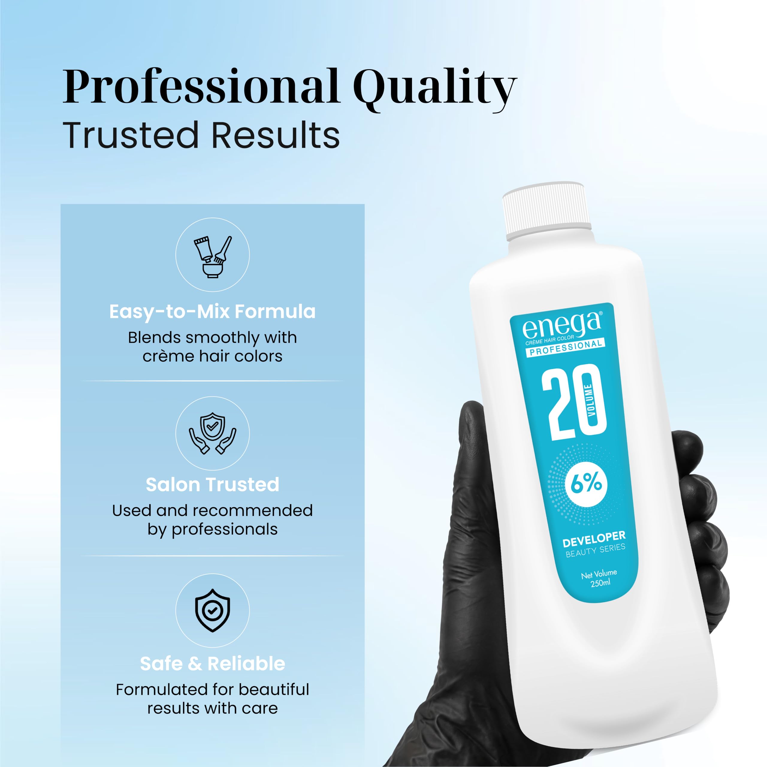 Enega Professional Hair Color Developer | Ammonia Free | Best With Hair Colour & Hair Bleach | Oxydant - White (20 Volume (6%), 250 ML (Pack of 1)) 1