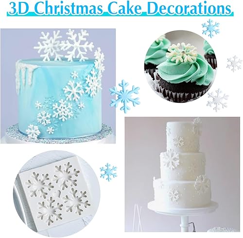 Miniatura 6 de Molde de silicona para fondant con temática navideña 3D, moldes para tartas de azúcar de copo de nieve, molde de decoración de pastel de chocolate