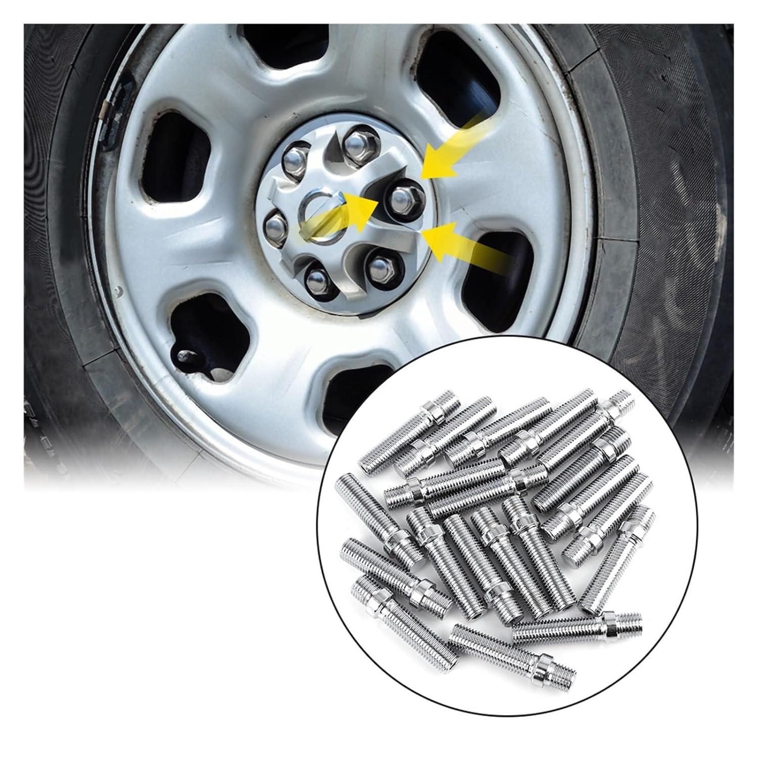 20pcs 58mm M12X1.5 Wheel Stud Bolts for German Cars Wheel Lock Lug Nuts Hub Tyre Screw Bolts Auto Car Accessories
