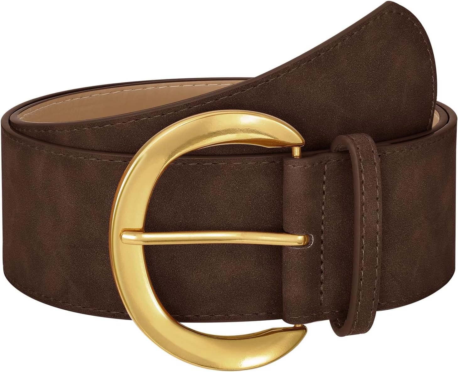 WHIPPY Women’s Wide Leather Belt for Dresses Fashion Casual Laides Thick Suede Belt with Gold Buckle