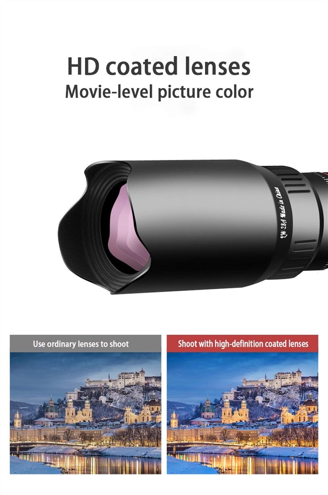 Tragbares Monokular, 22-Fach-Monokular-Teleskop für Erwachsene, Dual-Fokus-Teleskop für schwache Lichtverhältnisse, Monokular-Surround-View-System mit
