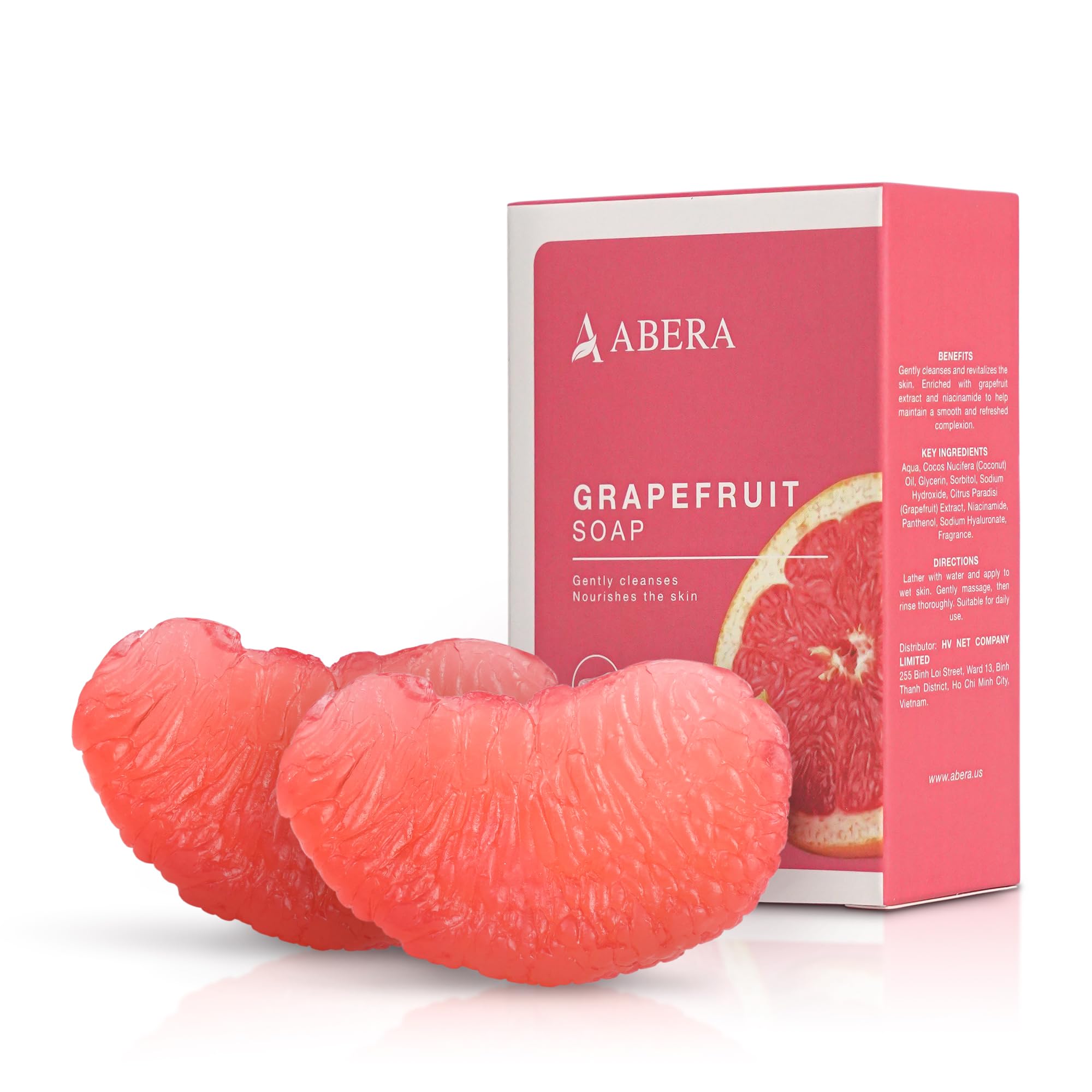 ABERA Grapefruit Soap Bar – Fruit-Shaped Decorative Soap for Bathroom Décor or Spa Vibes – Citrus Scent Moisturizing Vegan Body Cleanser, Unique Hand