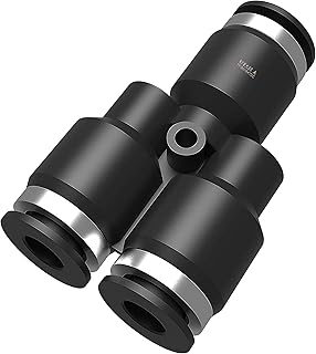 Utah Pneumatic 1/4 Air Line Fittings Y Air Splitter Union Tube Fittings Pneumatic Push Connect Fittings Push To Connect Fittings 1/4 Inch 10 Pack