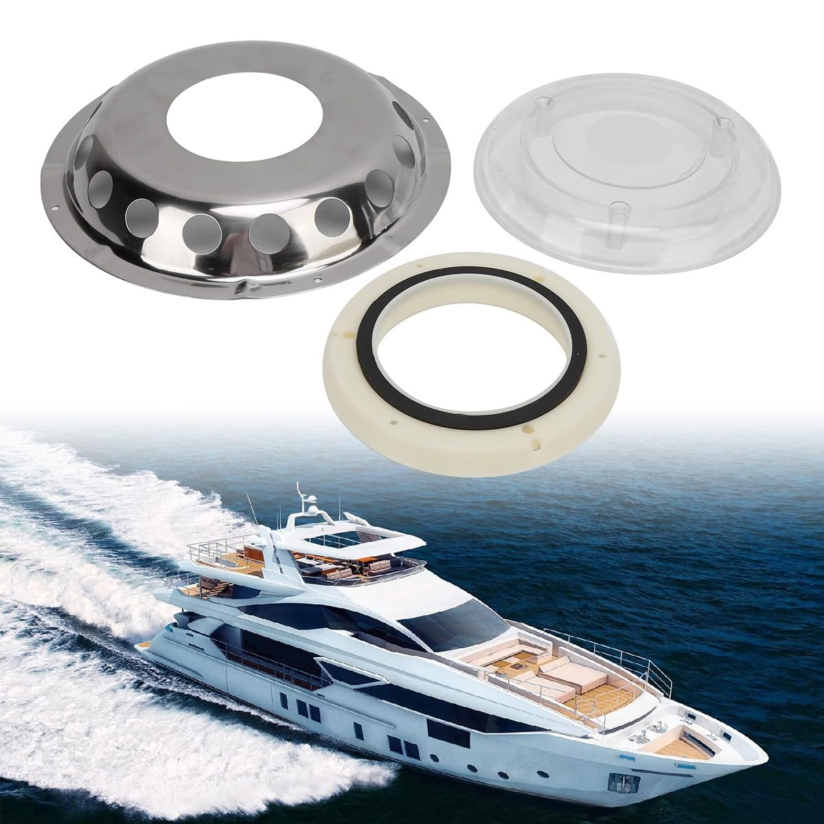 Fenêtre d'aération de pont marin en acier inoxydable 304 de 227 mm de diamètre, résistant à la rouille, aux rayures et à l'eau pour bateaux, yachts, caravanes et camping-cars