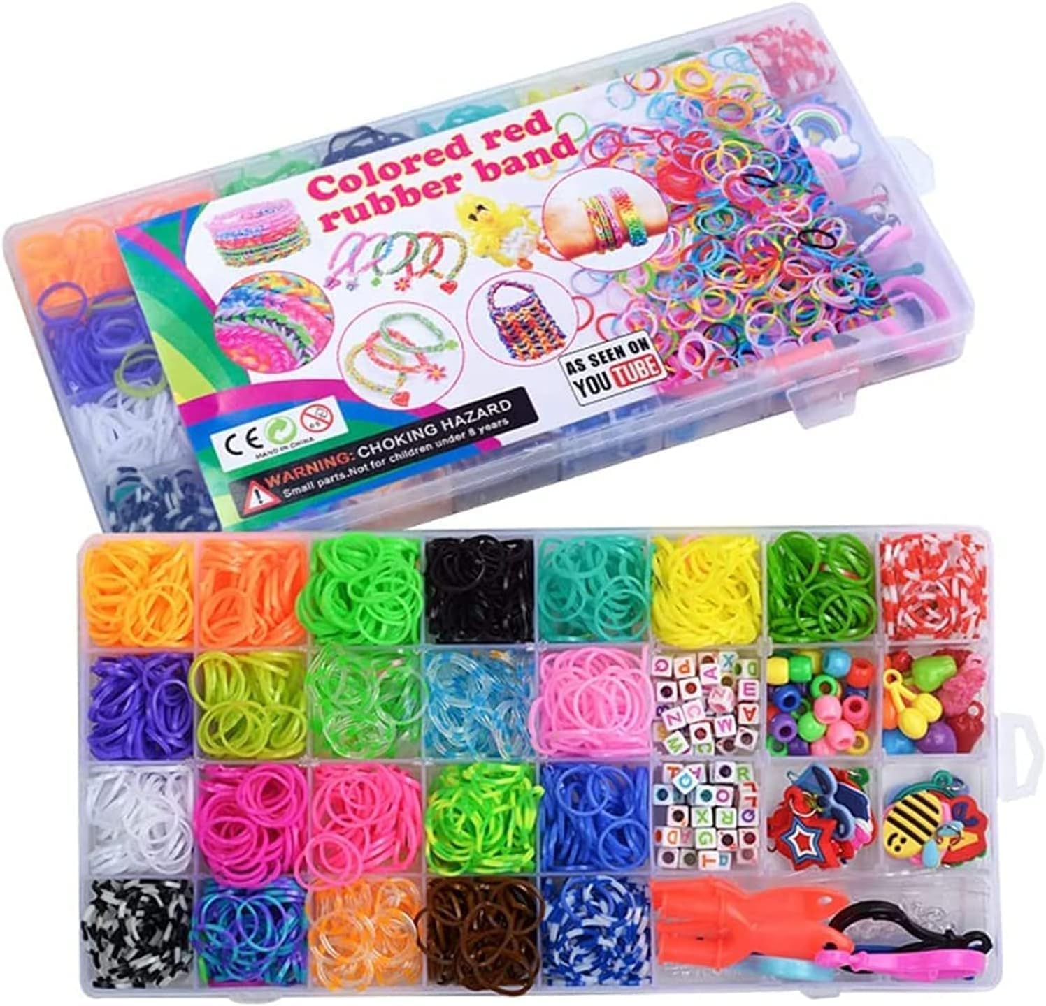 Mumoo Bear Rubber Band Kit,1500 + Coloured Rubber Bands Set DIY Colour Rubber Band Crafting Children's Toys Braided Bracelet Set