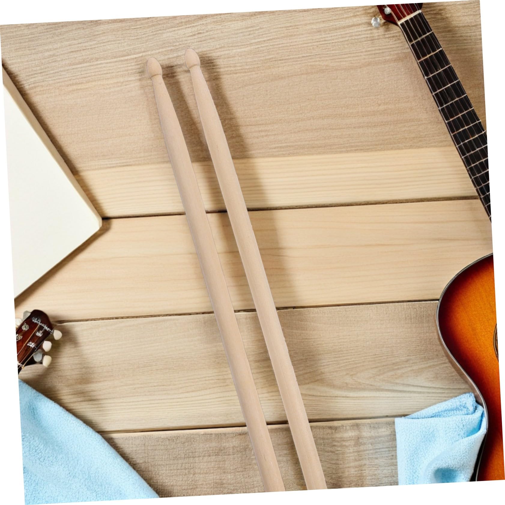 12pares Baquetas de Jazz de Baquetas Ligeras de Madera con Puntas Redondas para Batería Aptas para Entrenamiento Manual y Uso Conciertos de Música