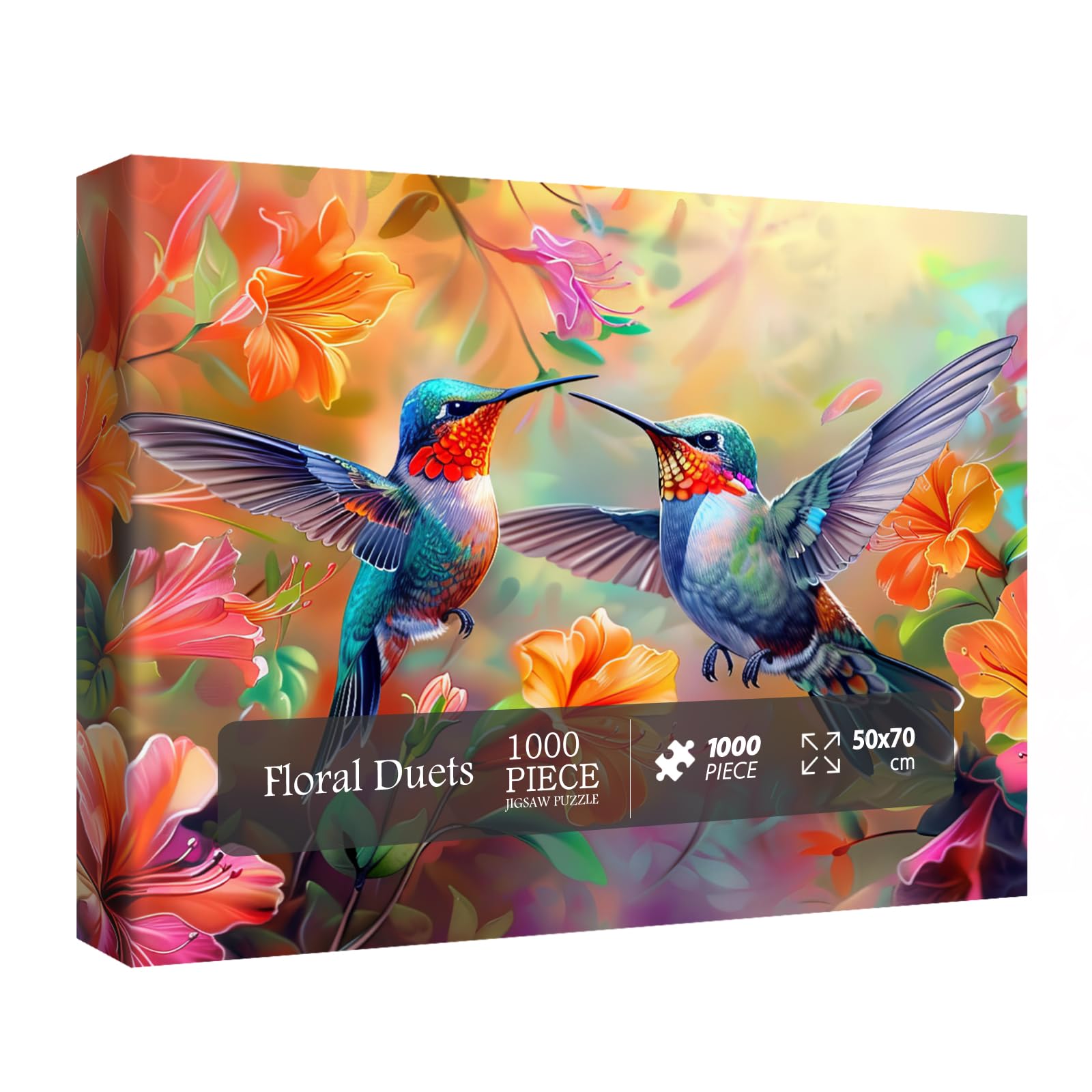 Bird Hummingbird Flower Puzzles for Adults 1000 Pieces, Plant Floral Spring Jigsaw Puzzles, Art Nature Colorful Puzzles