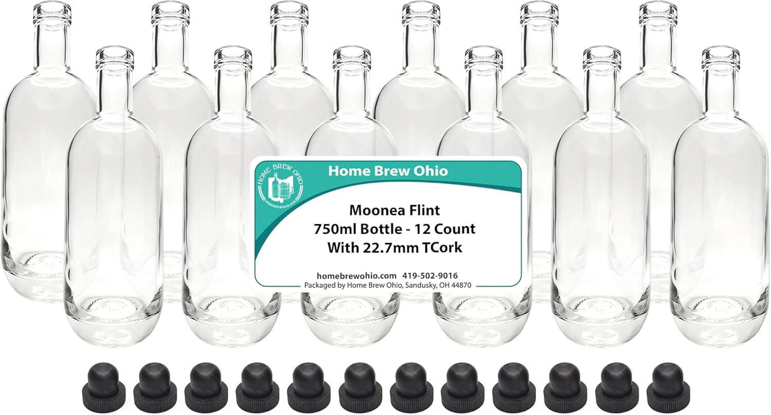 Home Brew Ohio Moonea Liquor Bottles and Corks Set of 12