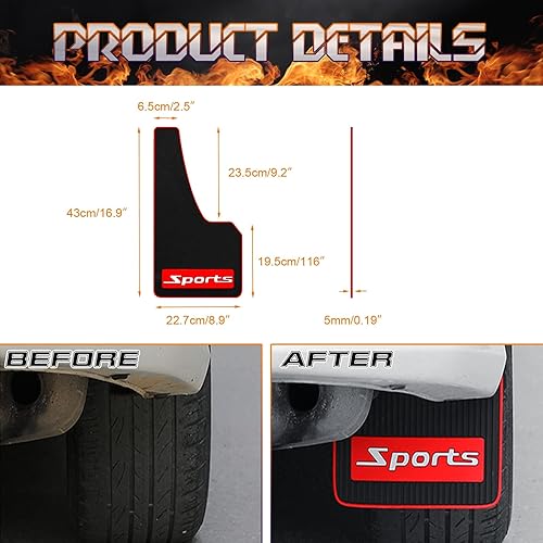 Miniatura 2 de Xotic Tech - 4 solapas de barro delanteras y traseras para salpicaduras guardabarros universales para automóvil SUV deportes