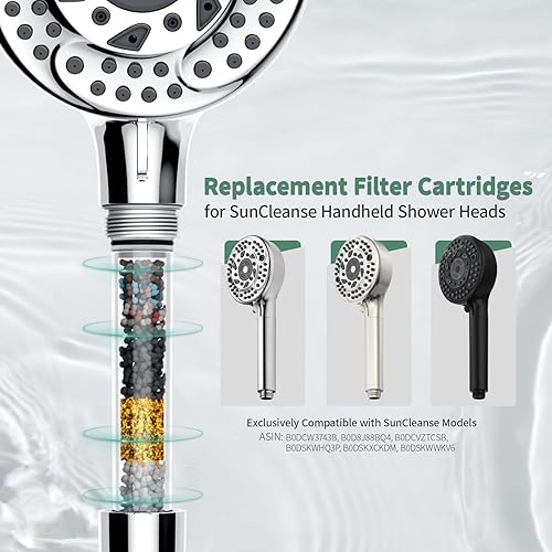 Miniatura 2 de Suncleanse Filtro de ducha para cabezal de ducha de mano, paquete de 2 filtros de cartucho de repuesto para cabezal de ducha filtrado, filtro de