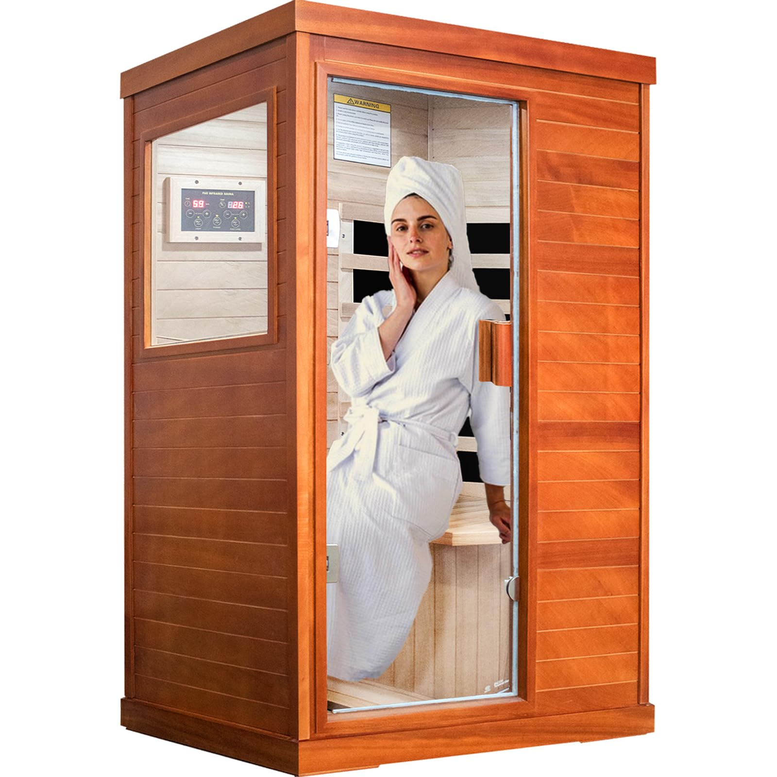 Far Infrared Sauna Home Sauna Spa Room Low-EMF 800W Indoor Wood Saunas for Home with Control Panel and Tempered Glass Door,35.2 * 27.6 * 61.6Inch