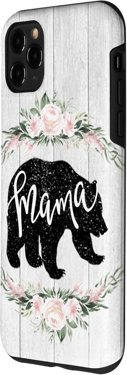 Cute Mama Bear Woodgrain Grey Shabby Chic Vintage Distressed Case for iPhone 11 Pro Max
