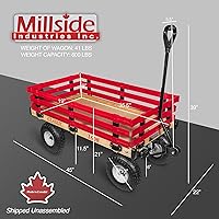 Vista 6 de Millside Industries Classic Wood Wagon con estantes de polietileno extraíbles rojos